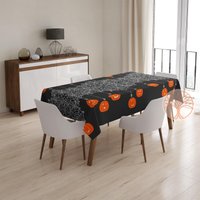 Halloween Tischdecke|Geschnitzter Kürbis, Geist, Spinnennetz, Schädel Tischplatte|Einweihungsparty Herbst Trend Tischdecke|Halloween, Fledermaus von AkasiaHomeDesign