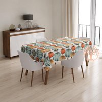 Herbst Trend Tischdecke|Orange, Grün Und Gelb Kürbis Tischplatte|Einweihungsparty Gestreifte Trockenblätter Tischdecke|Grau Tischplatte von AkasiaHomeDesign