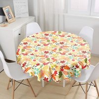 Herbst Trend Tischdecke|Trockene Blätter Drucken Runde Tischwäsche|Einweihungsparty Küchen Dekor|Süße Eichhörnchen Tischdecke|Kreis Tischdecke von AkasiaHomeDesign