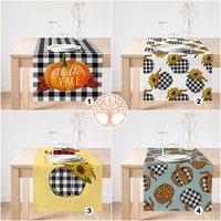 Herbst Trend Tischläufer|Hallo Kürbis Tischläufer|Herbst Wohndekor|Sonnenblume Tischläufer|Kürbis Tischdecke von AkasiaHomeDesign