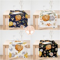 Herbst Trend Tischläufer|Hochwertiger Kürbis Tischläufer|Orange Wohndekor|Farmhaus Tischdekoration|Herbst Wohndekor|Grau Tischdecke von AkasiaHomeDesign