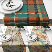 Herbst Trend Tischläufer|Trockene Blätter Tischläufer|Herbst Wohnkultur|Herbst Wohn Dekor|Farmhaus Stil Tischplatte|Einweihungsparty Karierte von AkasiaHomeDesign