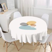 Onegezeichnete Tischdecke|Abstrakte Blumen Und Blätter Runder Tischwäsche|Bauernhaus Küchendekor|Runde Formen Drucken Tischplatte|Kreis Abstrakter von AkasiaHomeDesign