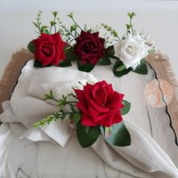Rose Serviettenring|Sommer Trend Serviettenhalter|Blumen Serviettenring|Liebe Geschenk Für Ihn|Rot Weiß Rosige Hochzeit Tischplatte|Frühlings von AkasiaHomeDesign