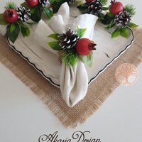 Weihnachten Serviettenringe|Winter Trend Granatapfel Serviettenring|Weihnachts-Serviettenhalter Aus Juteseil|Winter Tischdekoration von AkasiaHomeDesign