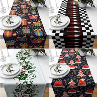 Weihnachten Tischläufer|Weihnachtsgeschenk Tischdeko|Weihnachtsdekoration|Tischdekoration Mit Zwergenprint|Rote Weihnachtsmütze Wohndekor|Winter von AkasiaHomeDesign
