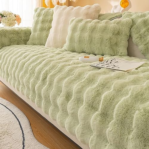 Akayoo Kuscheliger Plüsch Sofabezug,Kaninchen Plüsch Sofabezug,sofaschoner rutschfest,Sofabezug Ecksofa 1 2 3 4 Sitzer,sofabezug L Form Plüsch,Sofa Überzug Dicker Plüsch Schonbezug Sofabezug von Akayoo