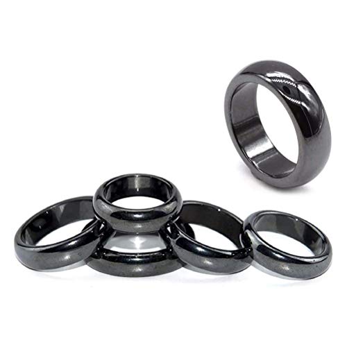 Akemaio 5Pcs Hämatit Ring Angst Gleichgewicht Wurzel-Chakra absorbiert Negative Energie-Finger-Ringe für Frauen Männer von Akemaio