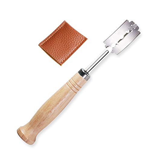 Akemaio Curved Brotback Messer mit Lederschutzhülle Brot Lame mit 5 Klingen Brotmaschine Backen Werkzeug-Messer mit Holzgriff von Akemaio