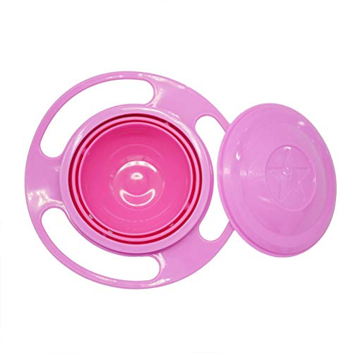 Akemaio Rotierende Bowl 360 ° drehbare Spill-Proof-Schüssel für Nette Baby-Gyroscopic Schüssel mit Deckel, Futterschalen für Kinder von Akemaio