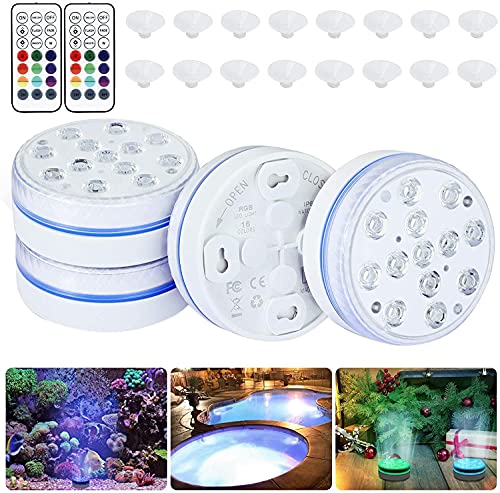 Unterwasserlicht wasserdichte Poolbeleuchtung LED-Licht mit Fernbedienung (RF) 16 Farben RGB LED-Leuchten für Aquarium Vase Pool von Akemaio