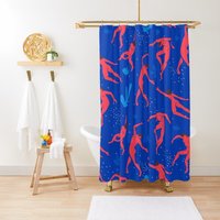 Blauer Duschvorhang Matisse Boho Body Muster Umweltfreundliche Wasserdichte Abstrakte Deko Mit Haken Inklusive von Akesem