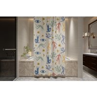 Boho Duschvorhang Abstrakt Matisse Muster Trendy Umweltfreundlich Wasserdicht Abstrakt Dekor Mit Haken Inklusive von Akesem