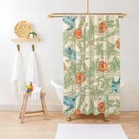 Duschvorhang Boho Blumen Vögel Jugendstil Natur Vorhang Eco-Friendly Wasserdichte Gardine Dekor Mit Haken von Akesem