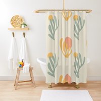 Duschvorhang Boho Mid-Century Abstrakte Muster Kaktus Trendy Umweltfreundliches Wasserdichtes Abstraktes Dekor Mit Haken Enthalten von Akesem