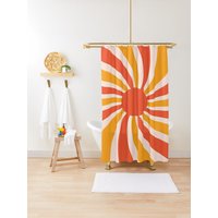 Duschvorhang Boho Mid-Century Sonnenuntergang Abstrakte Mustertrendy Umweltfreundlich Wasserdicht Abstrakte Deko Mit Haken Inklusive von Akesem