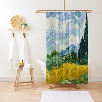 Kunst Duschvorhang. Van Gogh Dekor, Bauernhaus Duschvorhang, Jugendstil, Umweltfreundliches Polyester, Eco Wasserfest, Mit Haken von Akesem