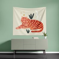 Tiger Wandteppich Boho Dekor Wand Kunst Tier Wandkunst Raum 100 % Hochwertige Polyester Stoff von Akesem