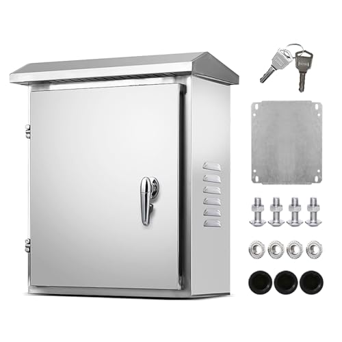 Edelstahl-Elektrogehäuse-Box, 30,5 x 25,4 x 15,2 cm, wetterfest und korrosionsbeständig, mit Montageplatte für Elektronik und elektrische Geräte (30,5 x 25,4 x 15,2 cm) von Akiddo