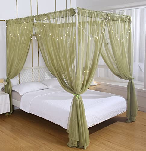 Akiky Betthimmel für Mädchenzimmer, durchsichtiger Vorhang für Doppelbett, Queen-Size-Bettvorhänge, 8 Paneele mit Licht, Raumdekoration, Kingsize, Salbeigrün Akiky Betthimmel für Mädchenzimmer, durchsichtiger Vorhang für Doppelbett, Queen-Size-Bettvorhänge, 8 Paneele mit Licht, Raumdekoration, Kingsize, Salbeigrün von Akiky