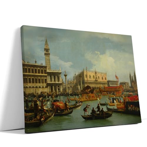 AKINDA Art Gallery – Bild mit Rahmen, 60 x 40 cm – Il Bucintoro al Molo am Himmelfahrtstag – Canaletto – venezianischer Blick – Bild für Schlafzimmer – klassisches Bild – Geschenkidee zu Hause von AKINDA