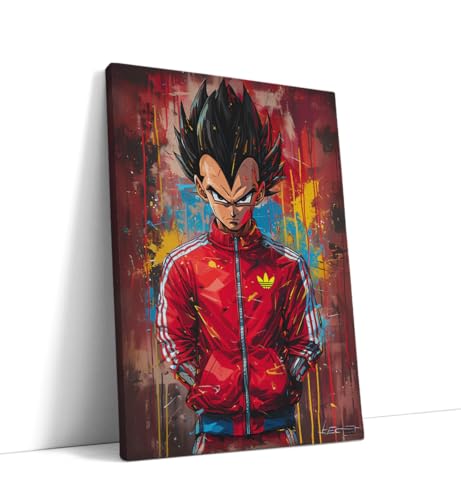 AKINDA Art Gallery - Druck auf Leinwand, 30 x 40 cm, Vegeta Pop Art, Dragon Ball, Anime, Bild, Küche, Street Art, Geschenkidee für Zuhause von AKINDA
