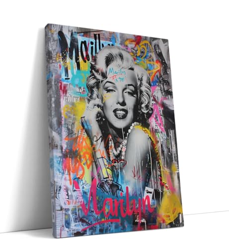AKINDA Art Gallery - Kunstdruck 90 x 120 cm - Marilyn Monroe Pop Art - Mehrfarbig - Street Art - Modernes Gemälde Wohnzimmer - Graffiti-Stil - Geschenkidee für Wohnkultur von AKINDA