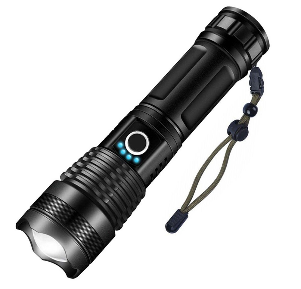 AKKEE LED Taschenlampe Taschenlampe LED Aufladbar Taschenlampen Batteriebetrieben USB (1-St., 5 Lichtmodi, Zoombar), Wasserdicht Flashlight Torch für Outdoor Camping von AKKEE