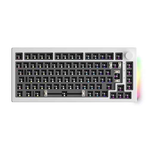 Akko 5075B ISO Barebone-Tastatur-Kit, 2,4 GHz/BT5.0/kabelgebundene mechanische Tastaturbasis, VIA-programmierbar, Hot-Swap-fähiges Tastatur-Kit, 4500-mAh-Akku für Windows/Mac (ISO-Layout, Weiß) von Akko