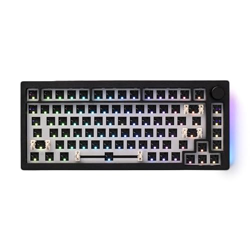 Akko 5075B mechanisches Tastatur-Kit, Gaming-DIY-Barebones-Kit, Bluetooth 5.0/2,4 GHz/kabelgebundene RGB-Barebones-Tastatur, VIA-programmierbar, 4500-mAh-Akku für Win/Mac (US-Layout, schwarz) von Akko