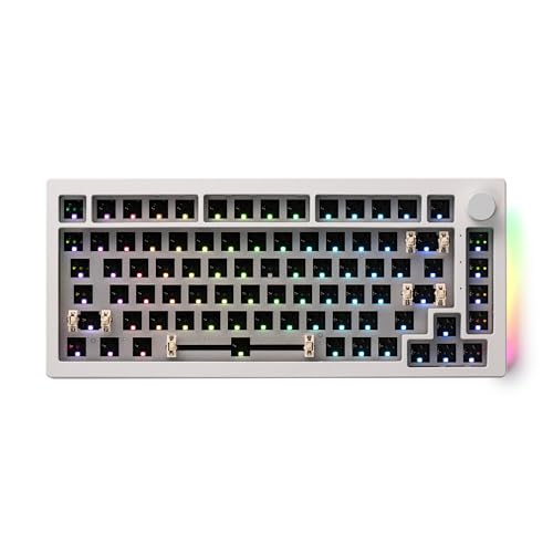 Akko 5075B Barebones Tastatur Kit,2.4Ghz/BT5.0/Kabelgebundenes Gaming DIY Kit,VIA Programmierbar, Hot Swap Custom Tastatur Kit,4500mAh Akku, nach Süden gerichtetes RGB für Win/Mac (US Layout, Weiß) von Akko