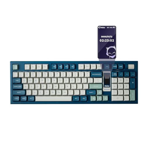 Akko 5098B Wireless Gaming Keyboard, with Screen and Scroll Wheel, Hot-Swappable Ink Green Mechanical Keyboard with Numberpad (US Layout, Kailh Ice Cream Pink Switch) von Akko