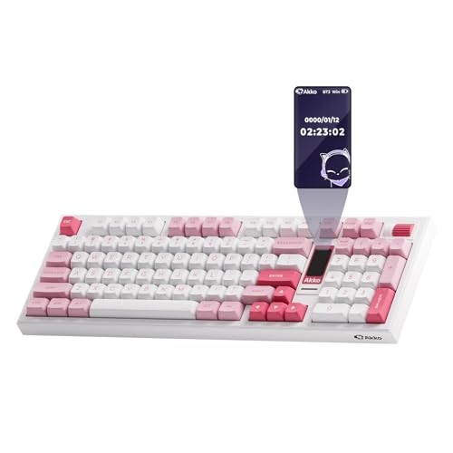 Akko 5098B Wireless Gaming Keyboard with Screen, Prunus Lannesiana Keyboard with Scroll Wheel, Hot-Swappable Mechanical Keyboard with Numberpad, US Layout, Piano Pre Lubed Switch von Akko