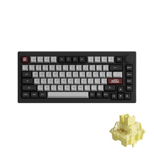 Akko Dracula Castle 5075B Plus Wireless Gaming Tastatur, LED RGB mit PBT-Tastenkappen, 2.4GHz Bluetooth, USB-C kabelgebundene Tastatur, V3 Cream Yellow Pro von Akko