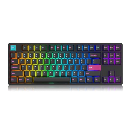 Akko 5087S RGB Mechanische Tastatur Kabelgebundene, 87 Tasten TKL Gaming Keyboard, Unterstützt QMK/VIA Programmierbare, Hot-Swap-Fähig, PBT Keycaps, 100% Anti-Ghosting für PC Mac (Midnight, Cremegelb) von Akko