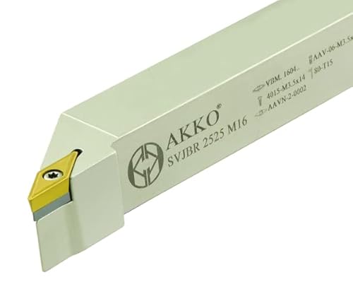 AKKO External Turning Toolholder, Metal Lathe Tool, Indexable Alpha Coated CNC Machining Tools, Industrial Metal Working Tools for HSS, Stainless Steel, SVJCL 2525 M16, Left Hand von AKKO