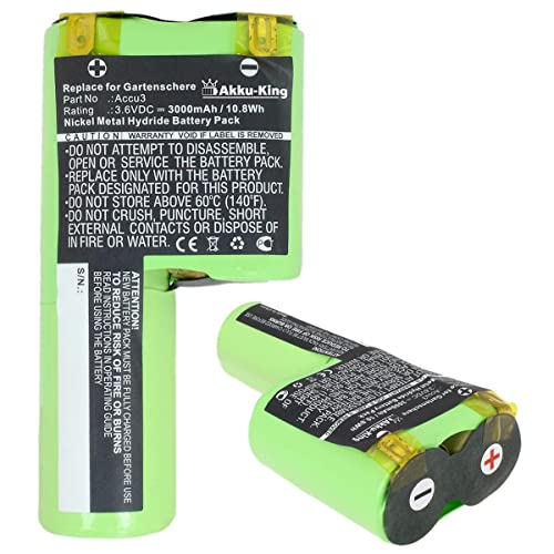 Akku-King Akku kompatibel mit Gardena Accu3-3000mAh 3.6V - für Rasenkantenschere, Grasschere Art. 2500 NiMH von Akku-King