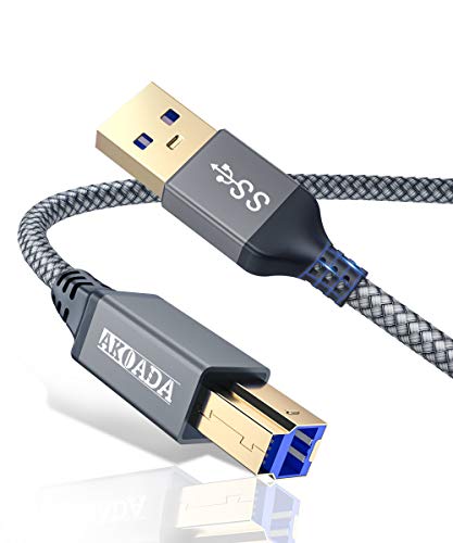 AkoaDa 3m USB 3.0 Kabel USB A-Stecker zu USB B-Stecker Datenkabel bis zu 5Gbit/s für z.B. mit Dockingstation, USB 3.0 Hub, Externen Festplatten, Drucker, Scanner, Multifunktionsdruckern usw von AkoaDa