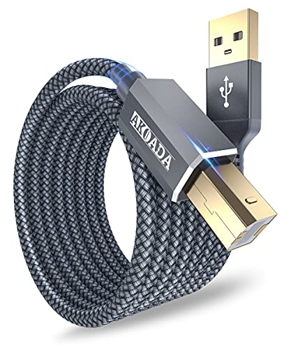 AkoaDa USB Druckerkabel 4.5M, Scanner Kabel USB A auf USB B 2.0 Drucker Kabel für HP, Canon, Dell, Epson, Lexmark, Xerox, Brother, Samsung usw(Grau) von AkoaDa