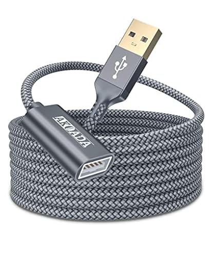 AkoaDa USB 2.0 Verlängerung Kabel 5M, USB-A Buchse auf A Stecker für USB-Stick, Tastatur, Drucker, Scanner, PS4/PS5 Controller, USB Hub, externe Festplatte usw - Grey von AkoaDa