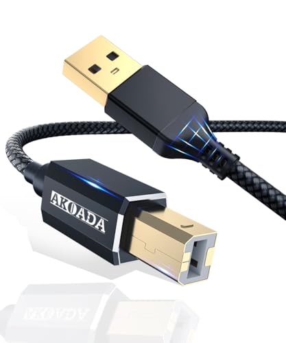 AkoaDa USB Druckerkabel 4.5M, Scanner Kabel A auf B 2.0 Drucker Kabel für HP, Canon, Dell, Epson, Lexmark, Xerox, Brother, usw(Schwarz) von AkoaDa