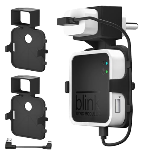 Wandhalterung für Blink Sync Modul 2, Halterung Hunger für Blink Außen- und Innenüberwachung mit Kabel, Zubehör Halter Wandhalter für Blink Sync Modul 2, 2 Stück, Schwarz von Akoemxeeo