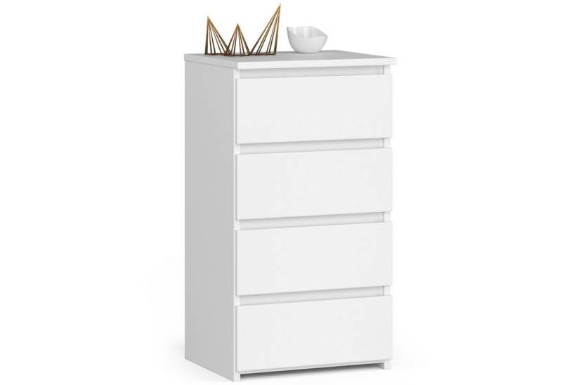 Akord Kommode Kommode 40 cm 4 Schubladen Wohnzimmer B40 x H74 x T35 cm Weiß von Akord