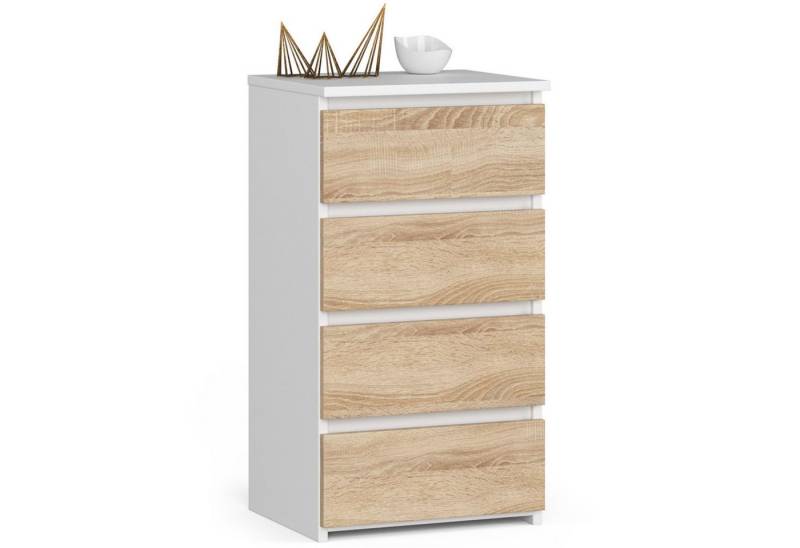 Akord Kommode Kommode 40 cm 4 Schubladen Wohnzimmer B40 x H74 x T35 cm Weiß von Akord