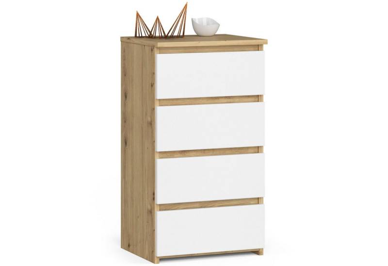 Akord Kommode Kommode 40 cm 4 Schubladen Wohnzimmer B40 x H74 x T35 cm Weiß von Akord