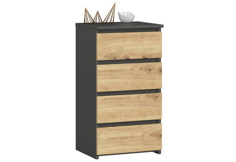 Akord Kommode Kommode 40 cm 4 Schubladen Wohnzimmer B40 x H74 x T35 cm Weiß von Akord
