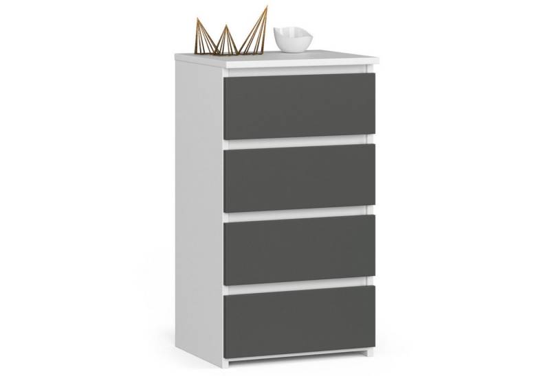 Akord Kommode Kommode 40 cm 4 Schubladen Wohnzimmer B40 x H74 x T35 cm Weiß von Akord