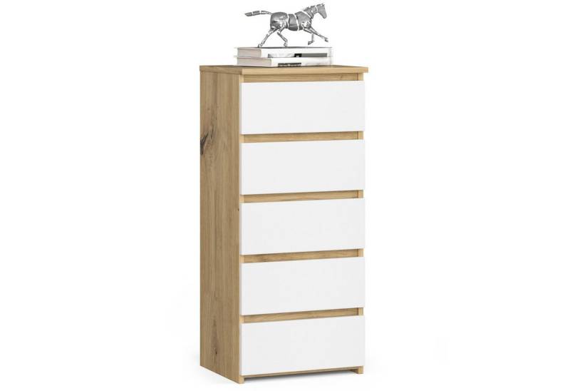 Akord Kommode Kommode Wohnzimmer 40 cm 5 Schubladen B40 x H92 x T35 cm Weiß von Akord