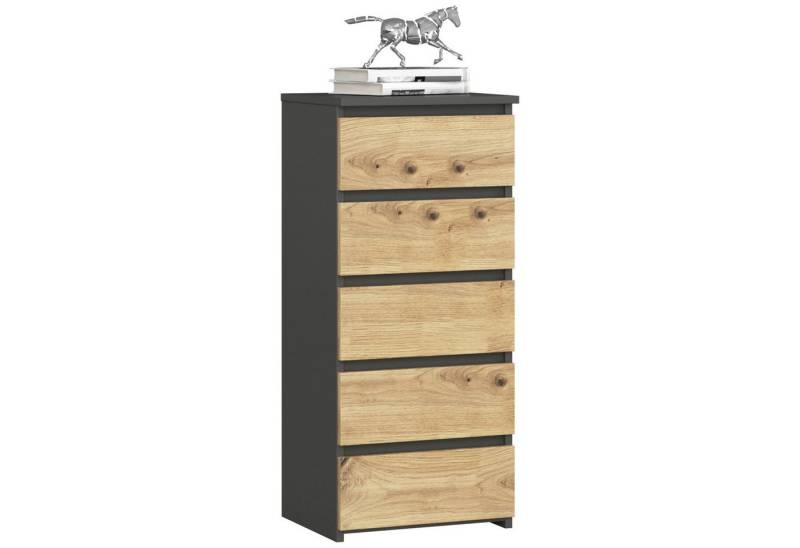 Akord Kommode Kommode Wohnzimmer 40 cm 5 Schubladen B40 x H92 x T35 cm Weiß von Akord