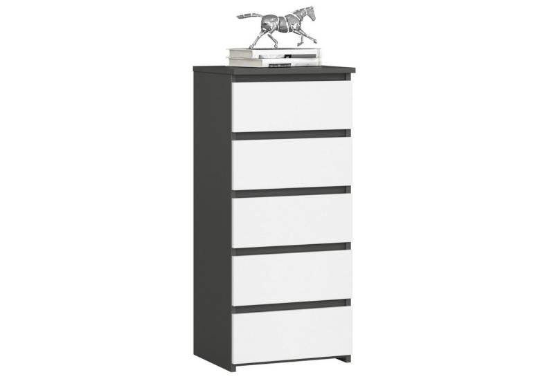 Akord Kommode Kommode Wohnzimmer 40 cm 5 Schubladen B40 x H92 x T35 cm Weiß von Akord